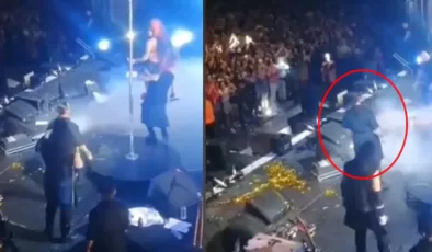 Hayko Cepkin, konserde kucağına almaya çalıştığı direk dansçısıyla birlikte yere kapaklandı