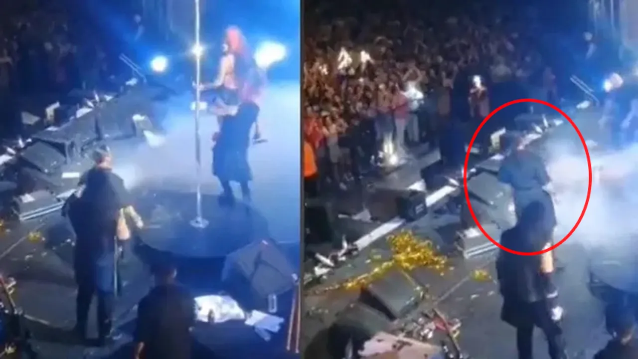 Hayko Cepkin, konserde kucağına almaya çalıştığı direk dansçısıyla birlikte yere kapaklandı